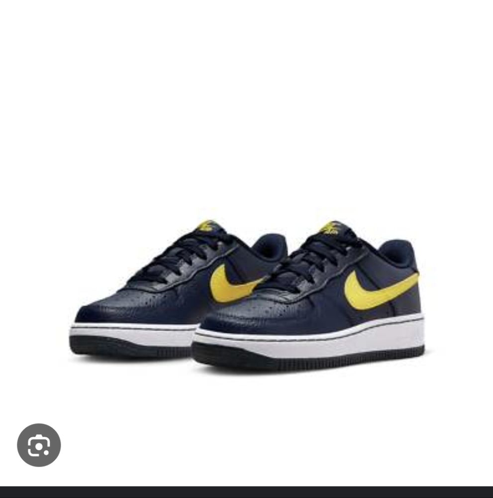 Nike Air Force 1 GS Navy and Yellow Sneakers